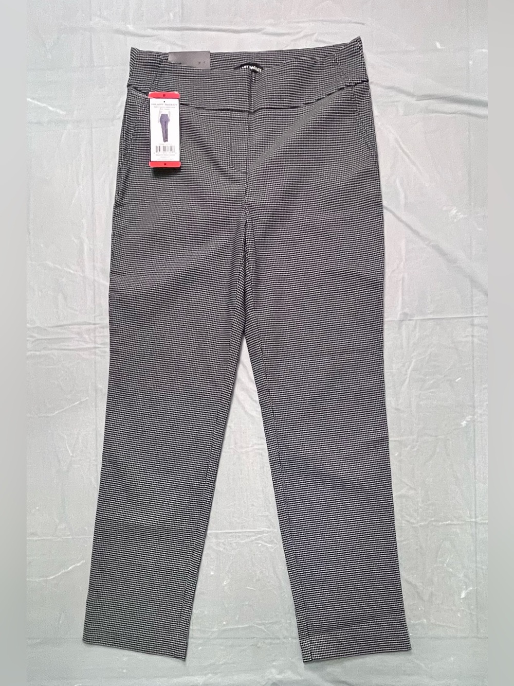 Hilary Radley Black White Check Pull-On Ankle Pants M NWT